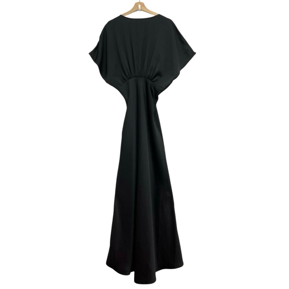 BHLDN Amelia Deep-V Neck Plunge Flutter Short Sleeve Satin Maxi Dress Gown US10 - Picture 5 of 15